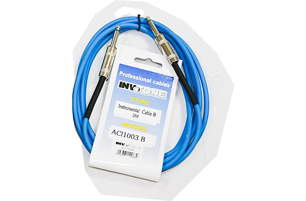 Invotone ACI1003B - инструментальный кабель, mono jack 6,3 <-> mono jack 6,3, длина 3 м (синий)