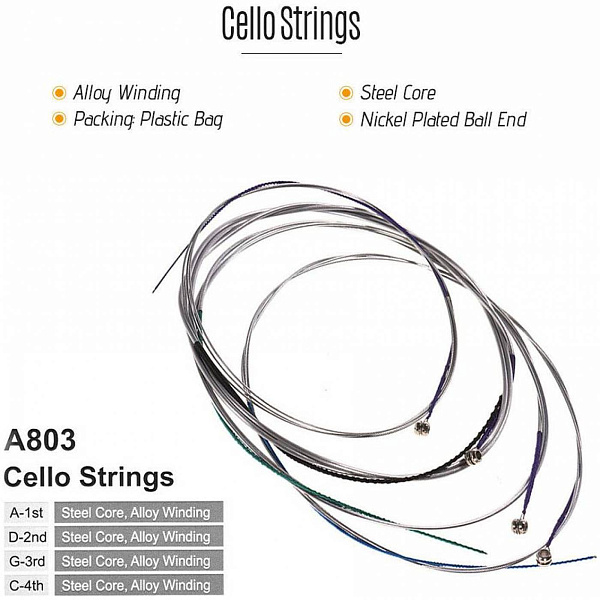 Alice A803 - Комплект струн для виолончели, никель