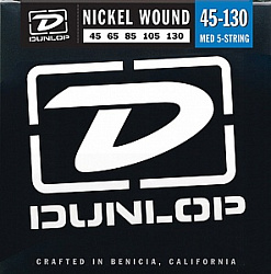 DUNLOP DBN45130 Комплект струн для 5-струнной бас-гитары, никелированные, Medium, 45-130